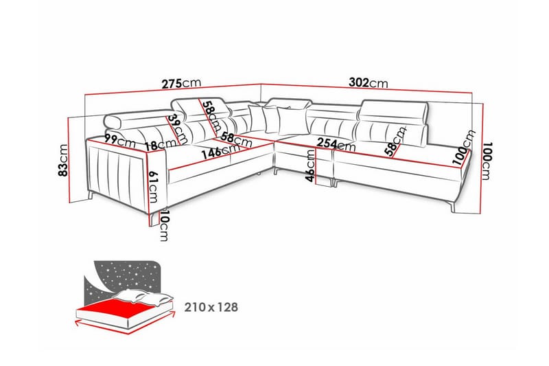 4-sits Hörnbäddsoffa Galbally - Möbler - Soffa - Bäddsoffa - Hörnbäddsoffa