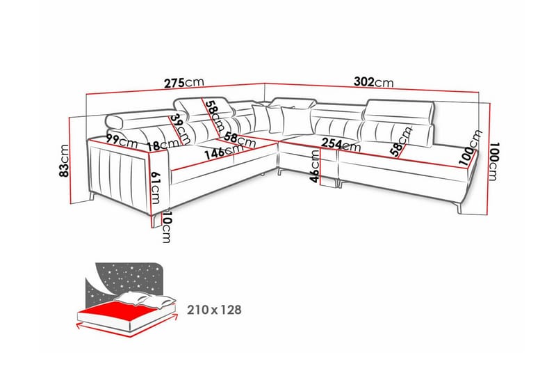 4-sits Hörnbäddsoffa Galbally - Möbler - Soffa - Bäddsoffa - Hörnbäddsoffa