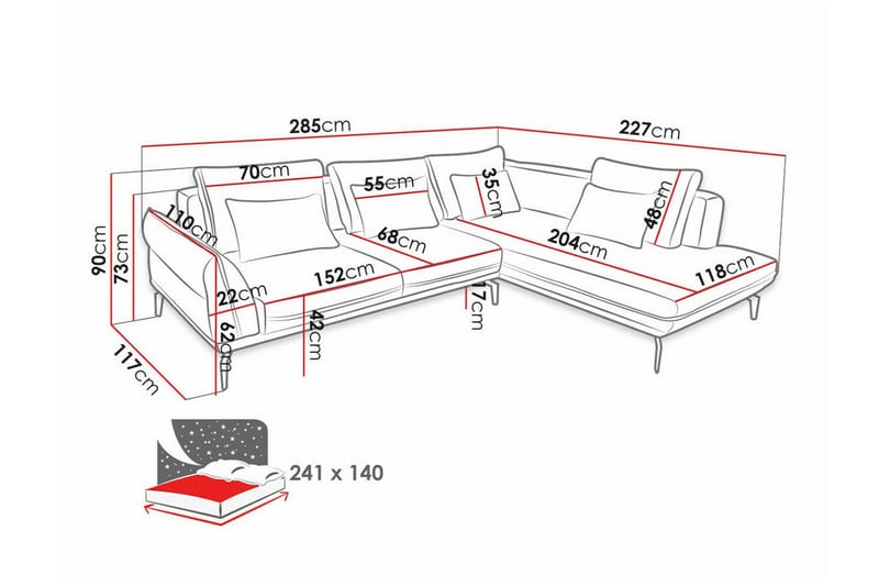 4-sits Hörnbäddsoffa Graystone - Möbler - Soffa - Bäddsoffa - Hörnbäddsoffa