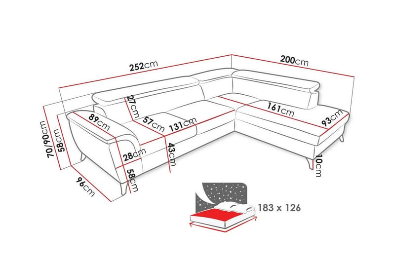 4-sits Hörnbäddsoffa Graystone - Möbler - Soffa - Bäddsoffa - Hörnbäddsoffa