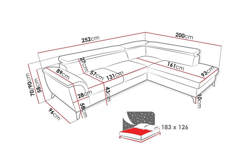 4-sits Hörnbäddsoffa Graystone - Möbler - Soffa - Bäddsoffa - Hörnbäddsoffa