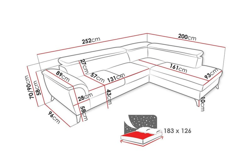 4-sits Hörnbäddsoffa Graystone - Möbler - Soffa - Bäddsoffa - Hörnbäddsoffa