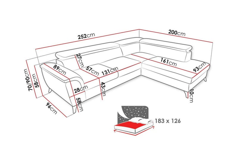 4-sits Hörnbäddsoffa Graystone - Möbler - Soffa - Bäddsoffa - Hörnbäddsoffa