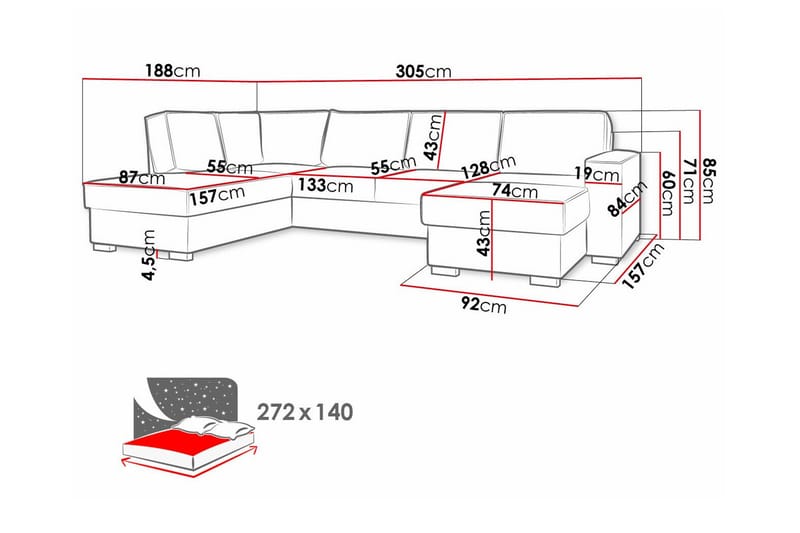 4-sits Hörnbäddsoffa Kintore - Grön - Möbler - Soffa - Bäddsoffa - Hörnbäddsoffa