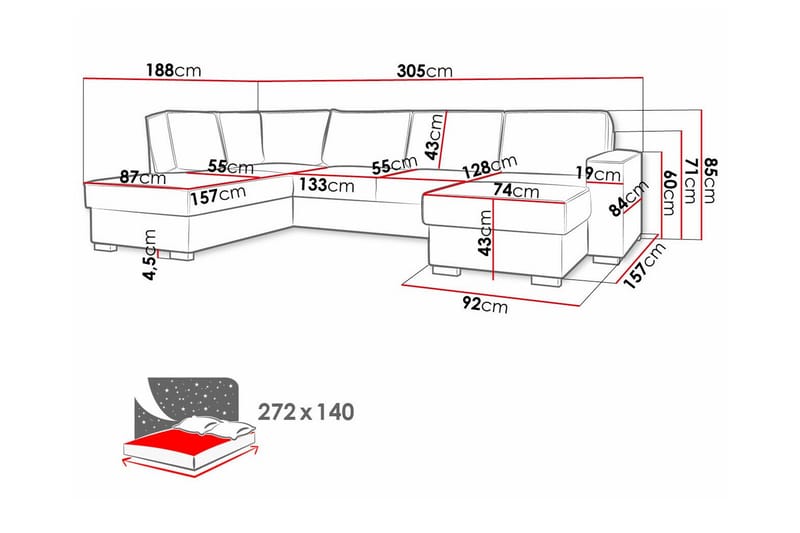 4-sits Hörnbäddsoffa Kintore - Gul - Möbler - Soffa - Bäddsoffa - Hörnbäddsoffa