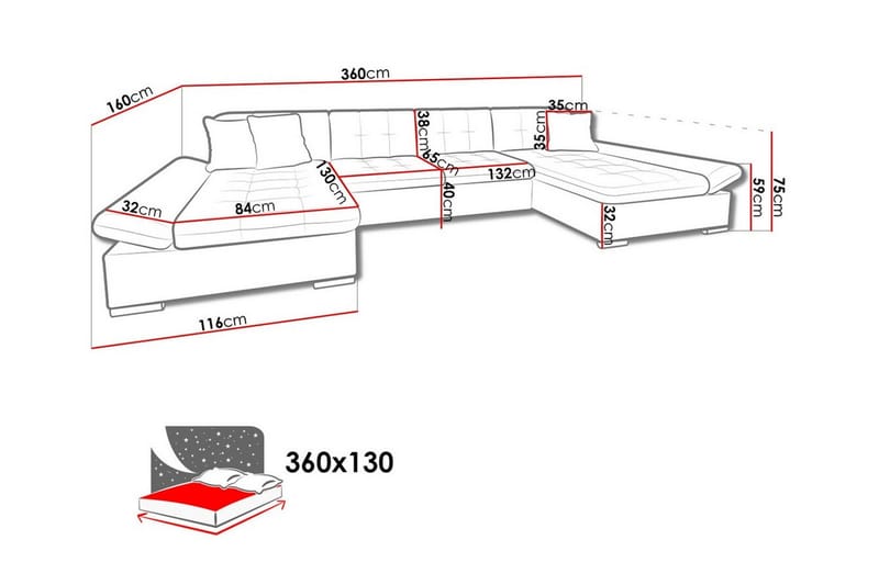 4-sits Hörnbäddsoffa Kintore - Möbler - Soffa - Bäddsoffa - Hörnbäddsoffa