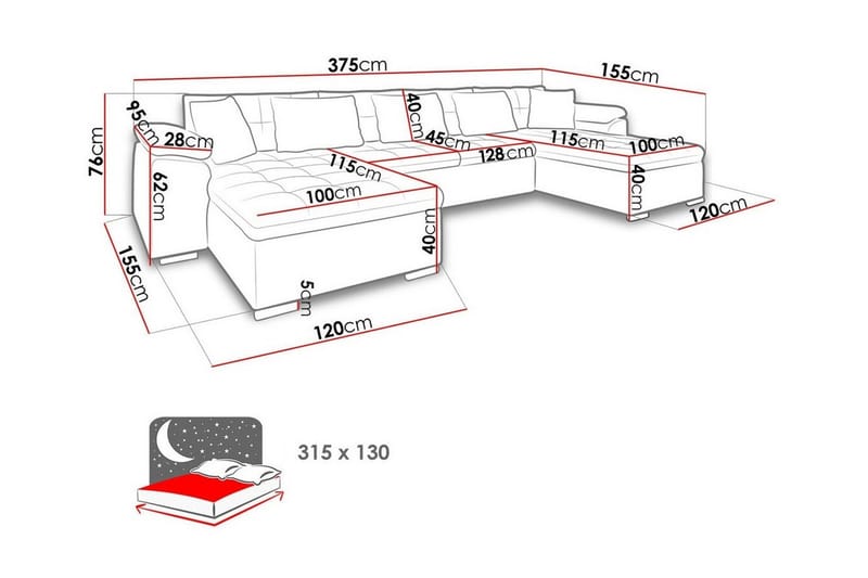 4-sits Hörnbäddsoffa Kintore - Möbler - Soffa - Bäddsoffa - Hörnbäddsoffa