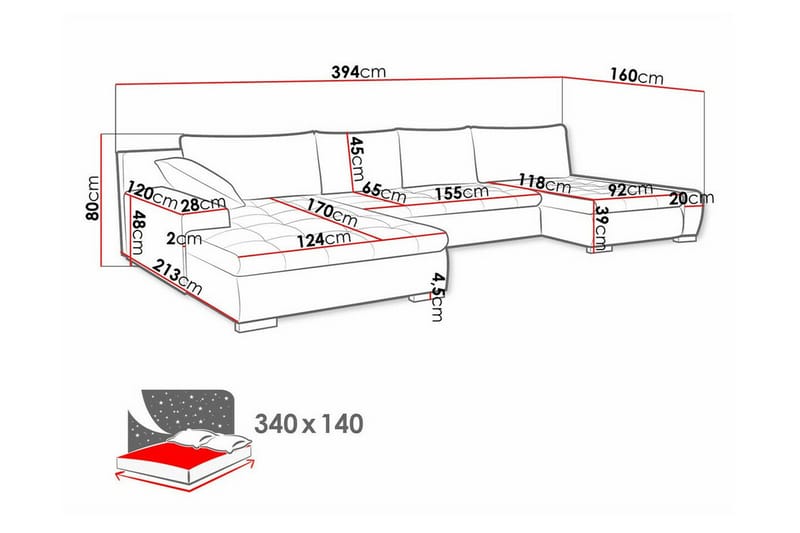 4-sits Hörnbäddsoffa Kintore - Möbler - Soffa - Bäddsoffa - Hörnbäddsoffa