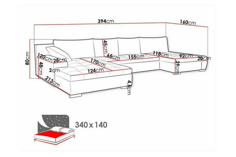 4-sits Hörnbäddsoffa Kintore - Möbler - Soffa - Bäddsoffa - Hörnbäddsoffa