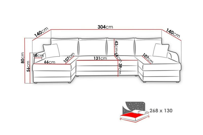 4-sits Hörnbäddsoffa Kintore - Möbler - Soffa - Bäddsoffa - Hörnbäddsoffa