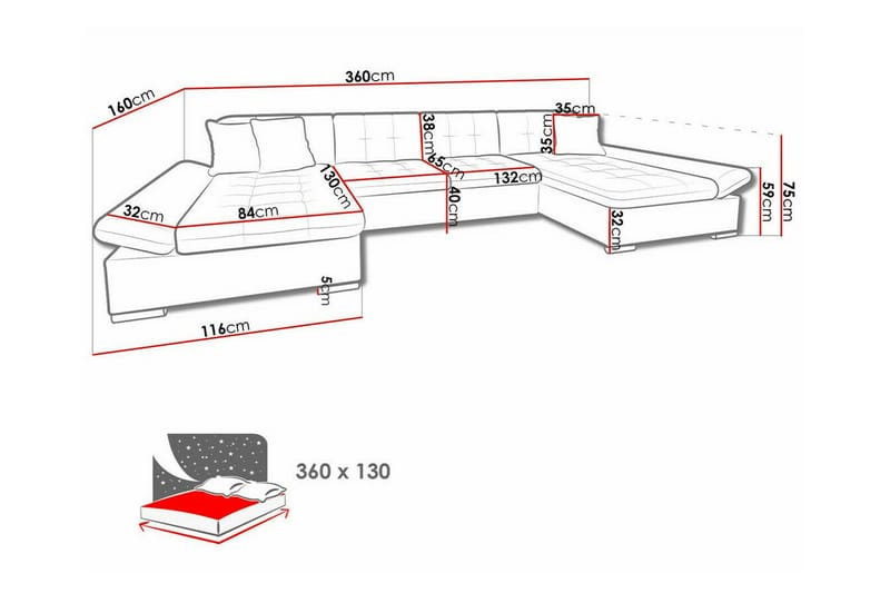 4-sits Hörnbäddsoffa Kintore - Möbler - Soffa - Bäddsoffa - Hörnbäddsoffa