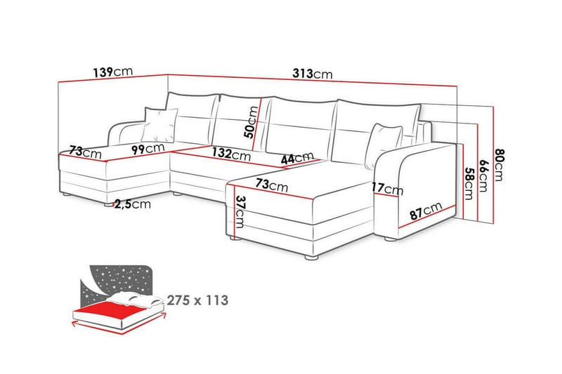 4-sits Hörnbäddsoffa Kintore - Möbler - Soffa - Bäddsoffa - Hörnbäddsoffa