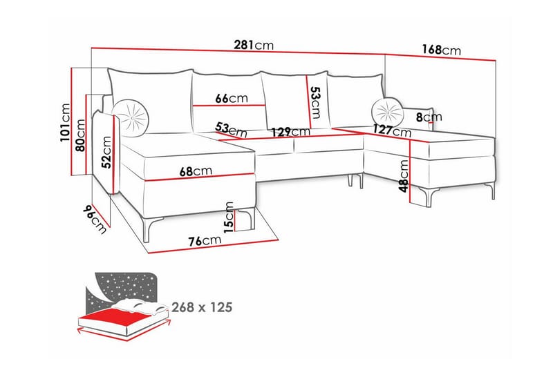 4-sits Hörnbäddsoffa Knocklong - Blå - Möbler - Soffa - Bäddsoffa - Hörnbäddsoffa