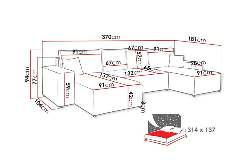 4-sits Hörnbäddsoffa Knocklong - Blå - Möbler - Soffa - Bäddsoffa - Hörnbäddsoffa