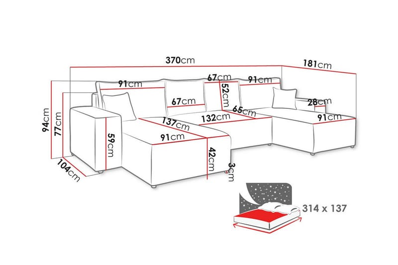 4-sits Hörnbäddsoffa Knocklong - Blå - Möbler - Soffa - Bäddsoffa - Hörnbäddsoffa