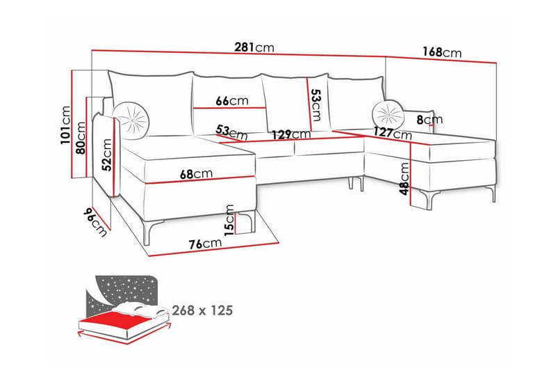 4-sits Hörnbäddsoffa Knocklong - Grå - Möbler - Soffa - Bäddsoffa - Hörnbäddsoffa