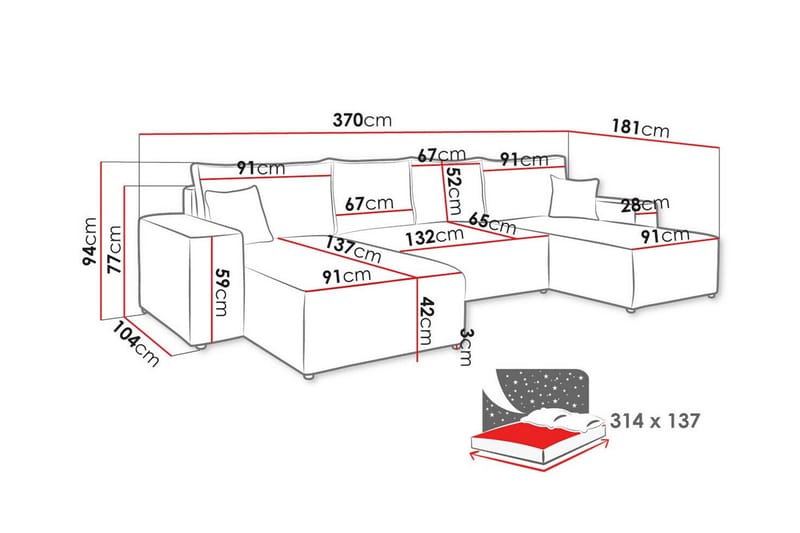 4-sits Hörnbäddsoffa Knocklong - Gul - Möbler - Soffa - Bäddsoffa - Hörnbäddsoffa