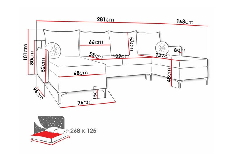 4-sits Hörnbäddsoffa Knocklong - Gul - Möbler - Soffa - Bäddsoffa - Hörnbäddsoffa