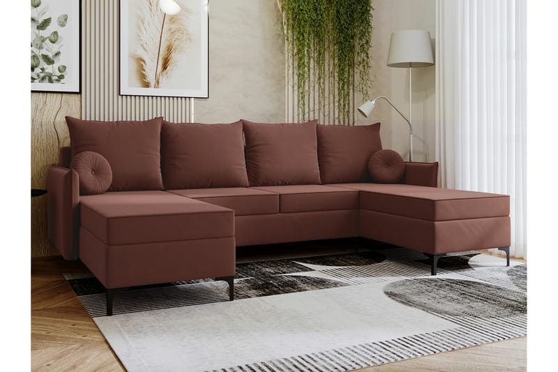 4-sits Hörnbäddsoffa Knocklong - Rosa - Möbler - Soffa - Bäddsoffa - Hörnbäddsoffa