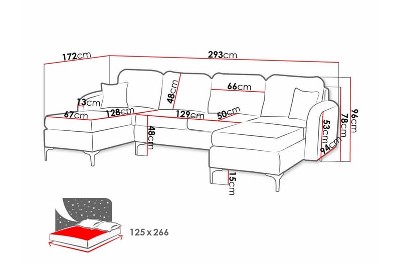 4-sits Hörnbäddsoffa Knocklong - Möbler - Soffa - Bäddsoffa - Hörnbäddsoffa