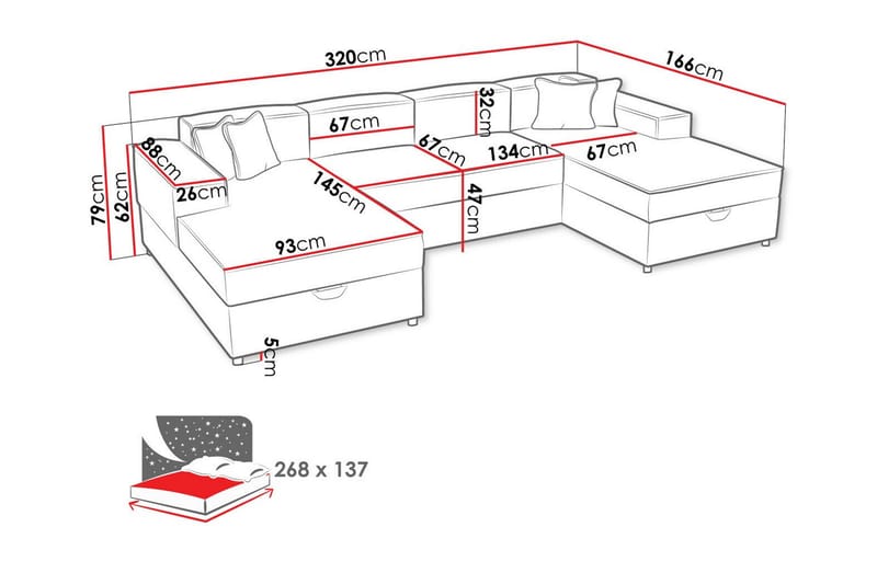 4-sits Hörnbäddsoffa Knocklong - Möbler - Soffa - Bäddsoffa - Hörnbäddsoffa