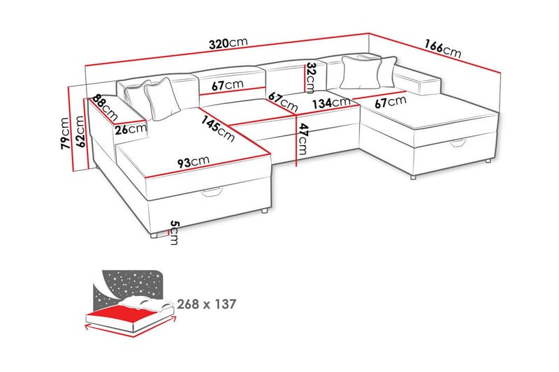 4-sits Hörnbäddsoffa Knocklong - Möbler - Soffa - Bäddsoffa - Hörnbäddsoffa