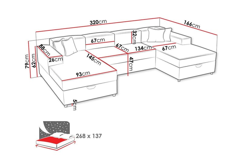 4-sits Hörnbäddsoffa Knocklong - Möbler - Soffa - Bäddsoffa - Hörnbäddsoffa