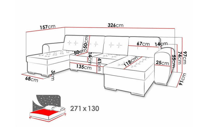 4-sits Hörnbäddsoffa Listowel - Möbler - Soffa - Bäddsoffa - Hörnbäddsoffa