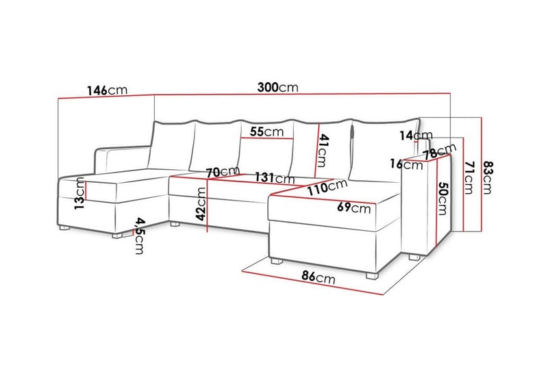 4-sits Hörnbäddsoffa Midfeld - Möbler - Soffa - Bäddsoffa - Hörnbäddsoffa