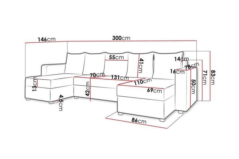 4-sits Hörnbäddsoffa Midfeld - Möbler - Soffa - Bäddsoffa - Hörnbäddsoffa