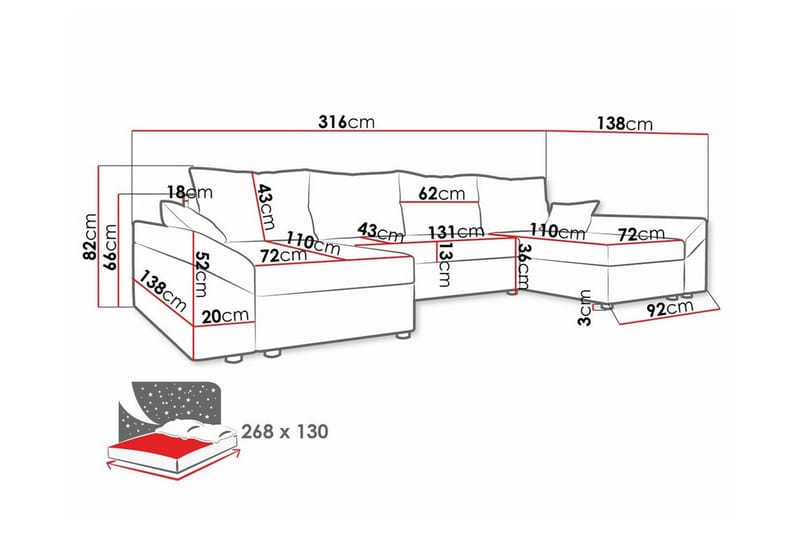 4-sits Hörnbäddsoffa Midfeld - Möbler - Soffa - Bäddsoffa - Hörnbäddsoffa