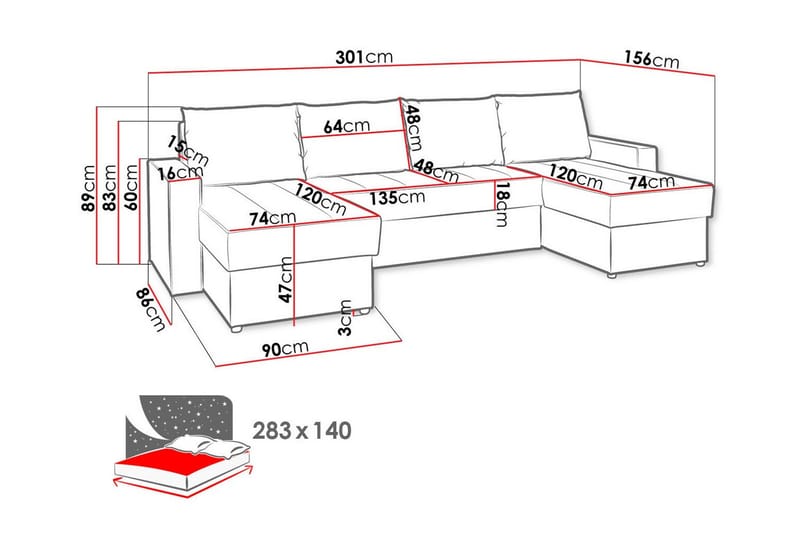 4-sits Hörnbäddsoffa Staffin - Möbler - Soffa - Bäddsoffa - Hörnbäddsoffa