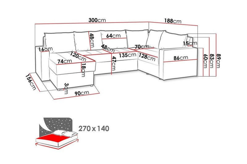 4-sits Hörnbäddsoffa Staffin - Möbler - Soffa - Bäddsoffa - Hörnbäddsoffa