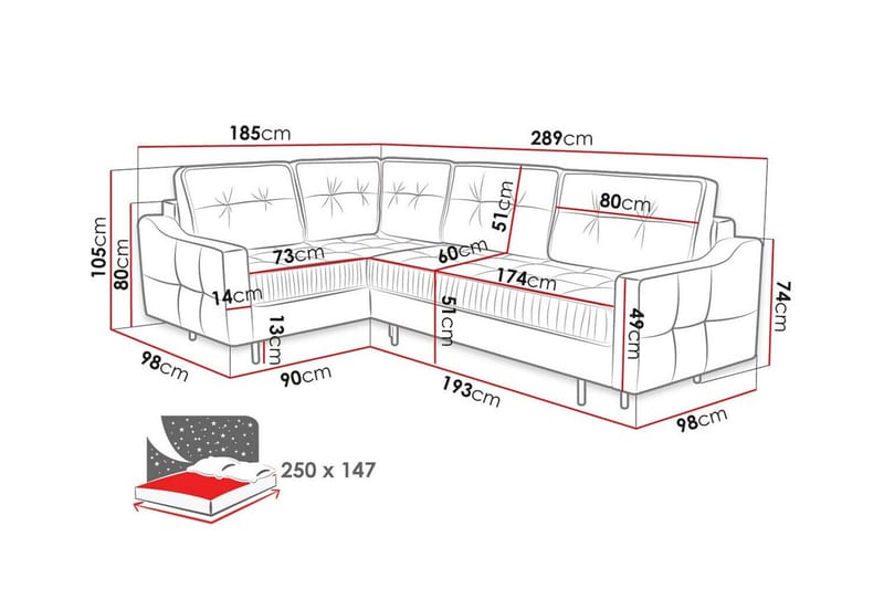 4-sits Hörnbäddsoffa Tregaron - Möbler - Soffa - Bäddsoffa - Hörnbäddsoffa