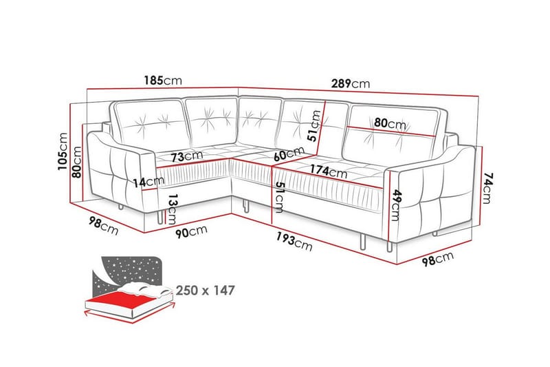 4-sits Hörnbäddsoffa Tregaron - Möbler - Soffa - Bäddsoffa - Hörnbäddsoffa