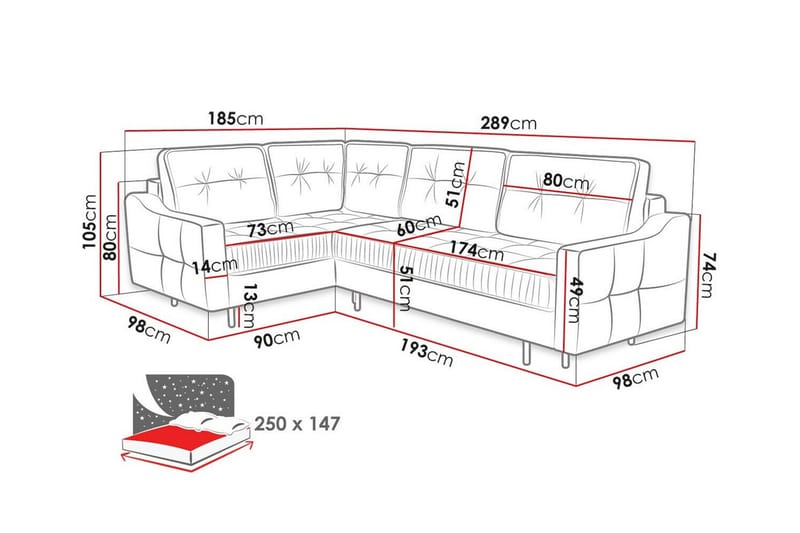 4-sits Hörnbäddsoffa Tregaron - Möbler - Soffa - Bäddsoffa - Hörnbäddsoffa