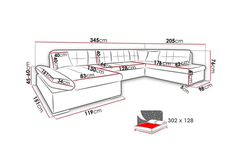 4-sits Hörnbäddsoffa Zumar - Möbler - Soffa - Bäddsoffa - Hörnbäddsoffa