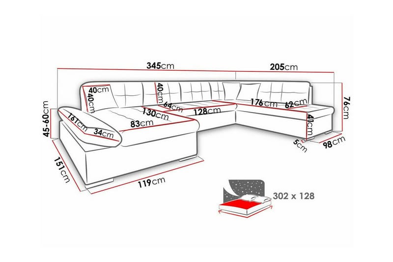 4-sits Hörnbäddsoffa Zumar - Möbler - Soffa - Bäddsoffa - Hörnbäddsoffa