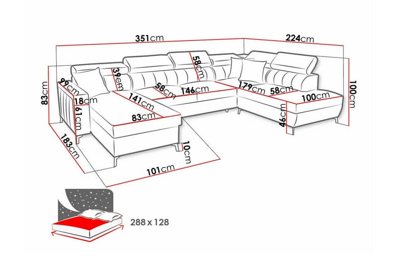 5-sits Hörnbäddsoffa Galbally - Möbler - Soffa - Bäddsoffa - Hörnbäddsoffa