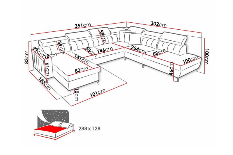 5-sits Hörnbäddsoffa Galbally - Möbler - Soffa - Bäddsoffa - Hörnbäddsoffa