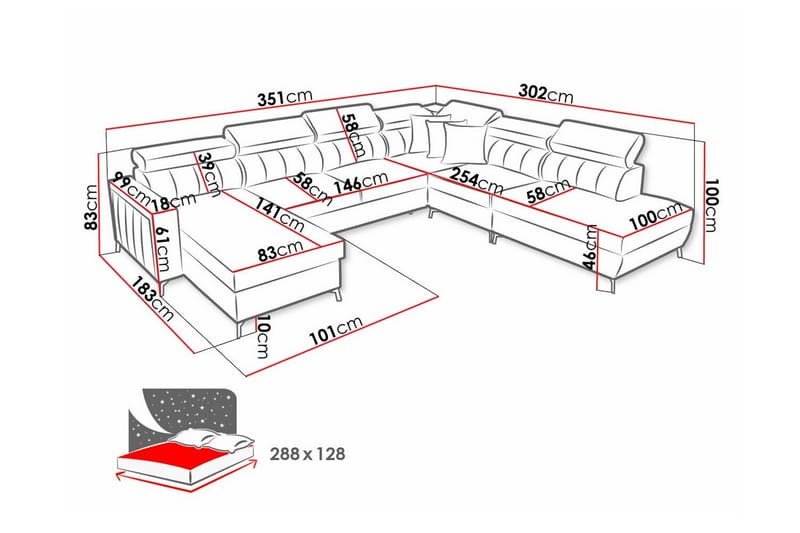 5-sits Hörnbäddsoffa Galbally - Möbler - Soffa - Bäddsoffa - Hörnbäddsoffa