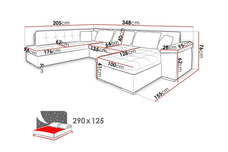 5-sits Hörnbäddsoffa Sakri - Möbler - Soffa - Bäddsoffa - Hörnbäddsoffa