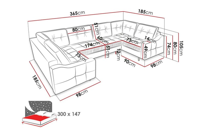 5-sits Hörnbäddsoffa Tregaron - Möbler - Soffa - Bäddsoffa - Hörnbäddsoffa