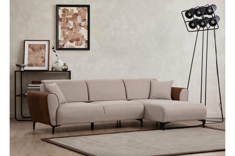 Bäddsoffa med divan Demeden - Beige - Möbler - Soffa - Bäddsoffa - Hörnbäddsoffa