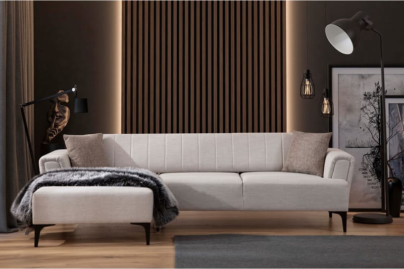 Bäddsoffa med divan Hamlets - Beige - Möbler - Soffa - Bäddsoffa - Hörnbäddsoffa