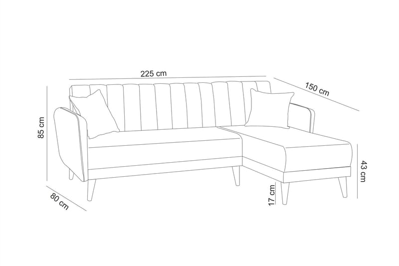 Hörnbäddsoffa Beatris - Grå - Möbler - Soffa - Bäddsoffa - Hörnbäddsoffa