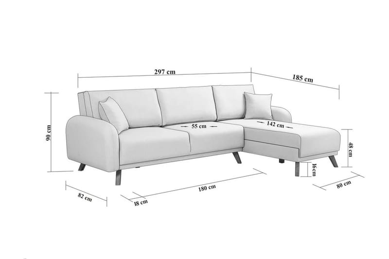 Hörnbäddsoffa Malkiat - Antracit - Möbler - Soffa - Bäddsoffa - Hörnbäddsoffa