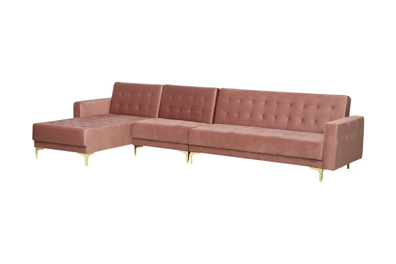 Hörnbäddsoffa Najera med Fotpall Höger - Rosa - Möbler - Soffa - Bäddsoffa - Hörnbäddsoffa