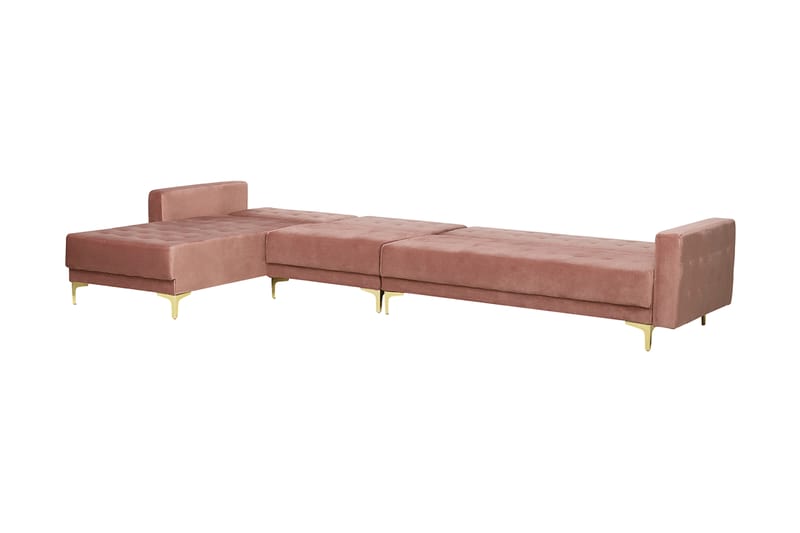 Hörnbäddsoffa Najera med Fotpall Höger - Rosa - Möbler - Soffa - Bäddsoffa - Hörnbäddsoffa