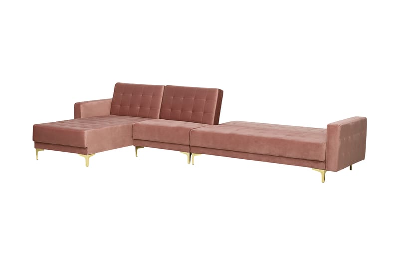 Hörnbäddsoffa Najera med Fotpall Höger - Rosa - Möbler - Soffa - Bäddsoffa - Hörnbäddsoffa